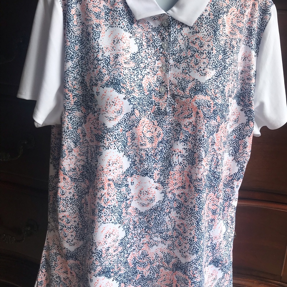 CALLAWAY WOMENS GOLF POLO SIZE L WHITE/NAVY/CORAL - Picture 6 of 8